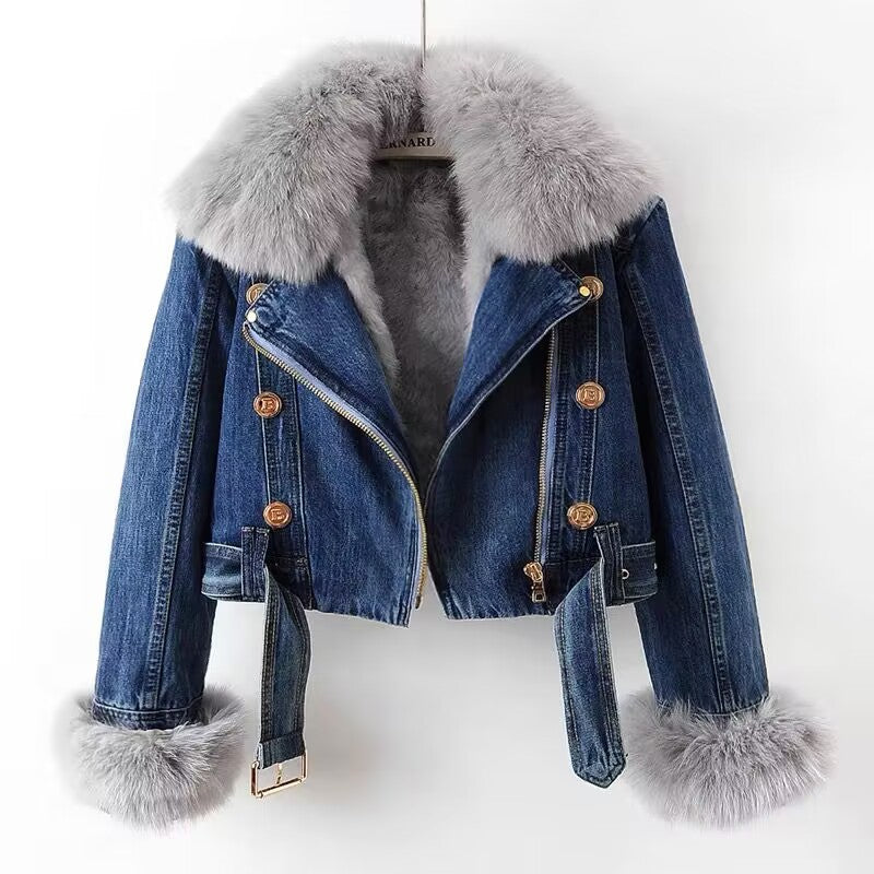 Aldermere Luxe™ | Fur-Collar Denim Jacket