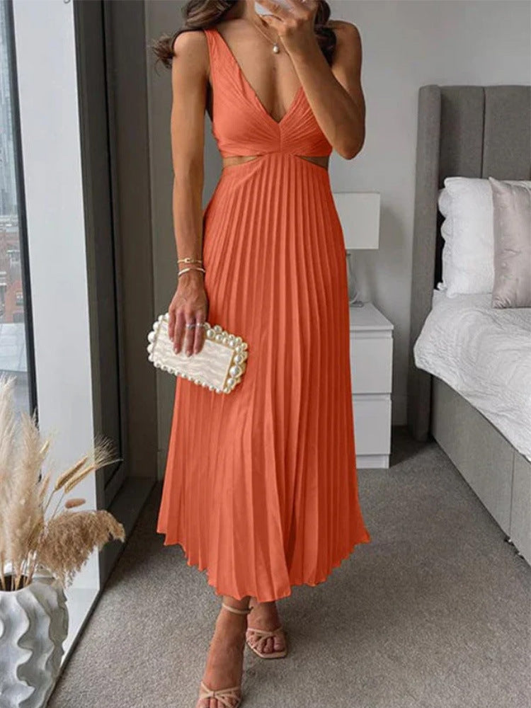 Margaux™ | Pleated Cinema‑Flow Maxi Dress