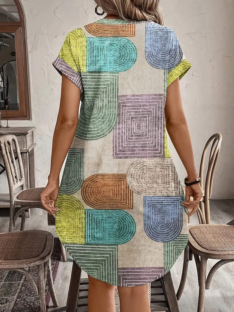 Sunline™ | Geometric Print Midi Dress