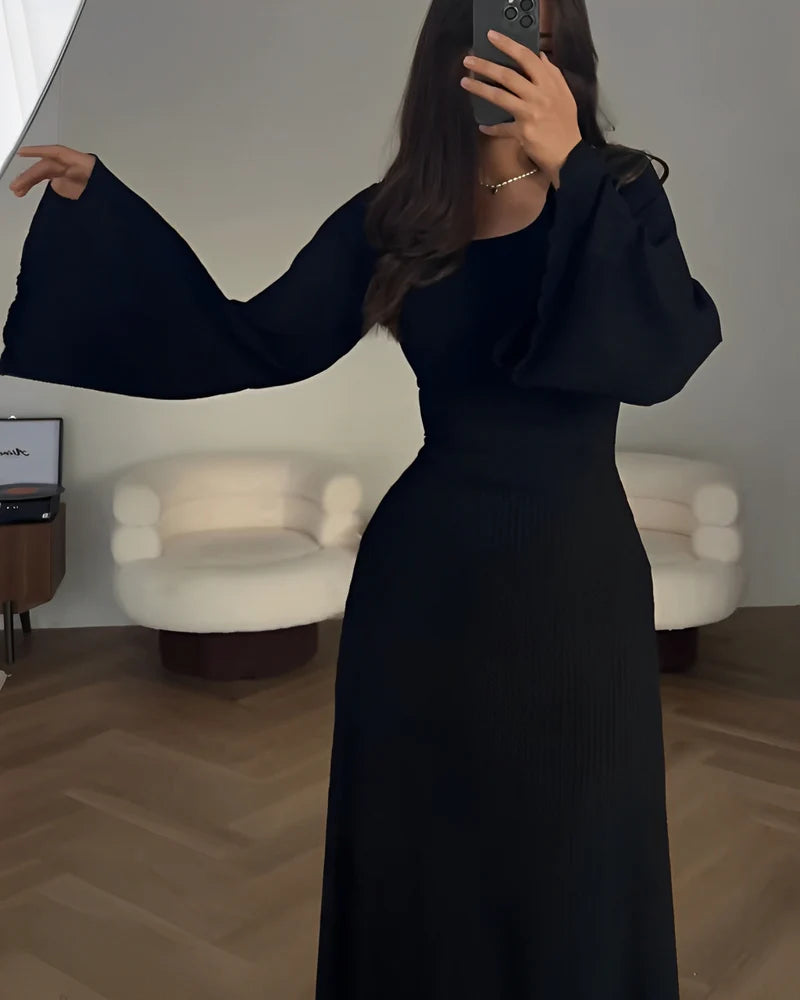Elegance™ | Long‑Sleeve Knit Maxi Dress
