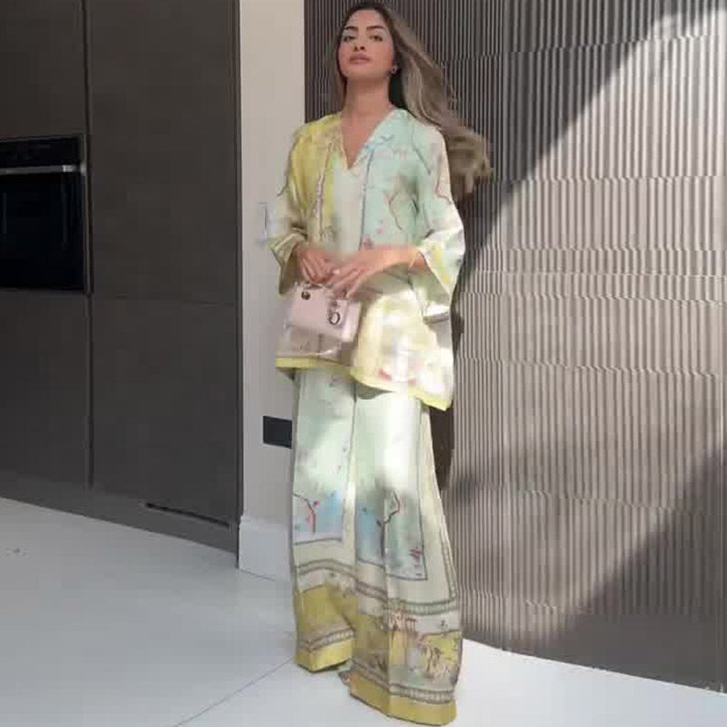 Soho Bloom™ | Satin Floral Two-Piece Set