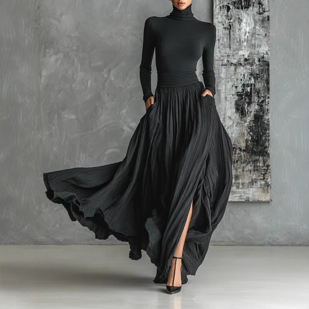 Soho Noir™ | Turtleneck & Pleated Skirt Set