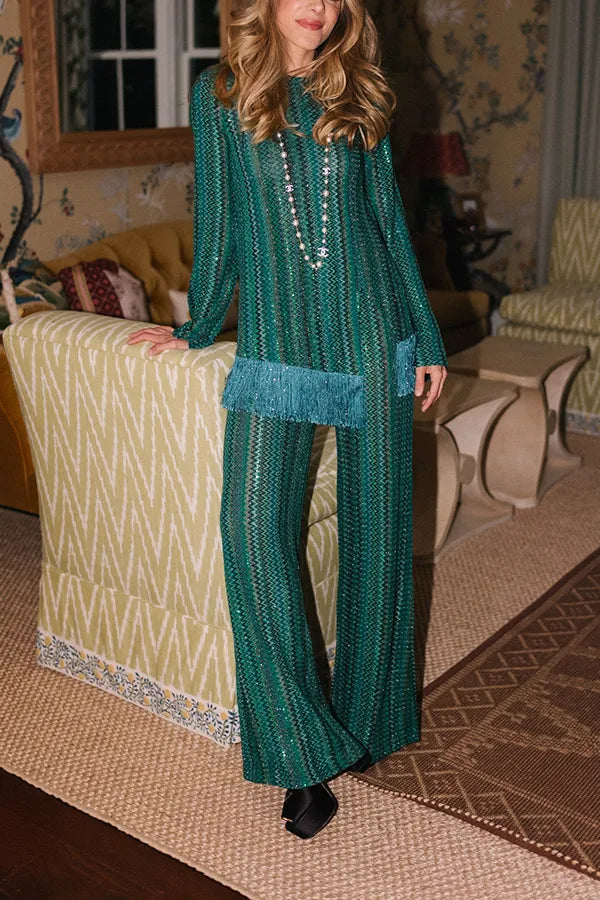 Aurelia Wave™ | Zigzag Knit Maxi Dress