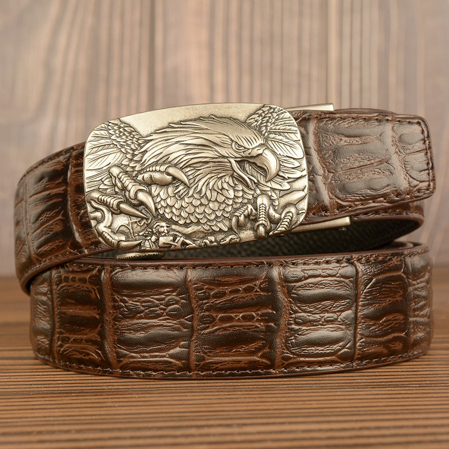 Belgravia Steel™ | Eagle Crest Embossed Leather Belt