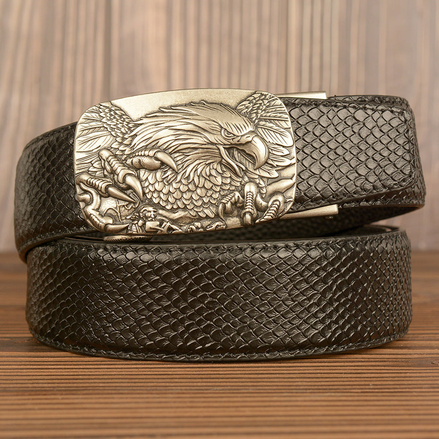 Belgravia Steel™ | Eagle Crest Embossed Leather Belt