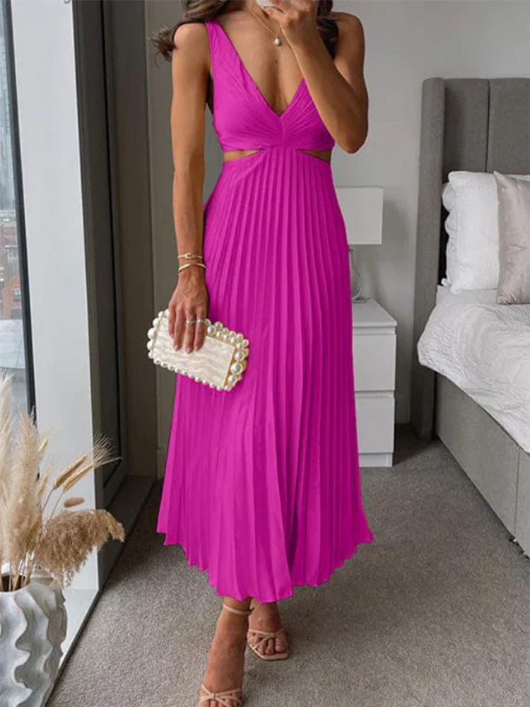 Margaux™ | Pleated Cinema‑Flow Maxi Dress