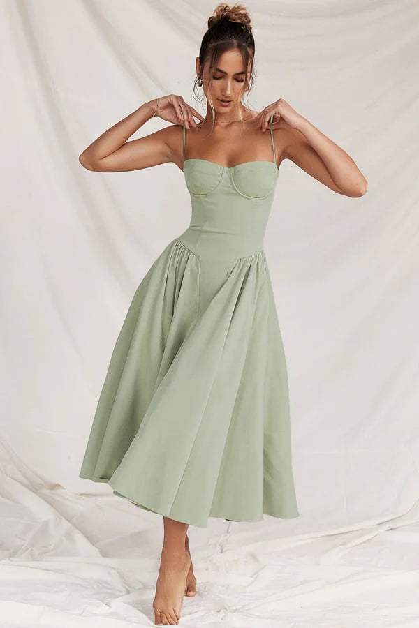 Liana™ | Sleeveless Corset Midi Dress