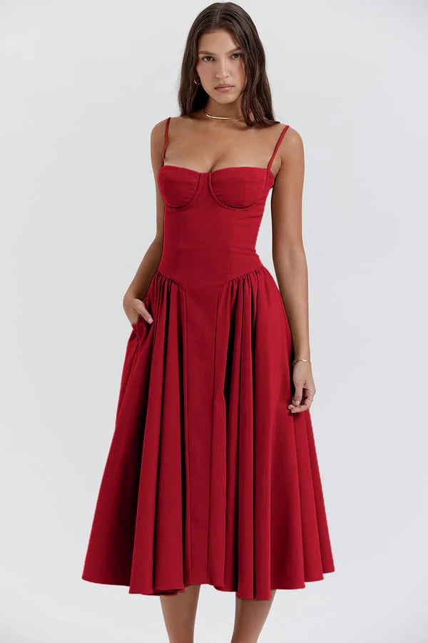 Liana™ | Sleeveless Corset Midi Dress