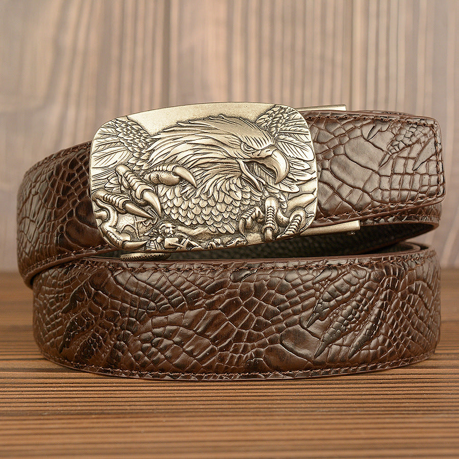 Belgravia Steel™ | Eagle Crest Embossed Leather Belt