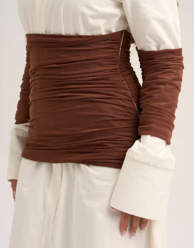 Regent Aura™ | Pleated Patchwork Shirt Maxi Dress