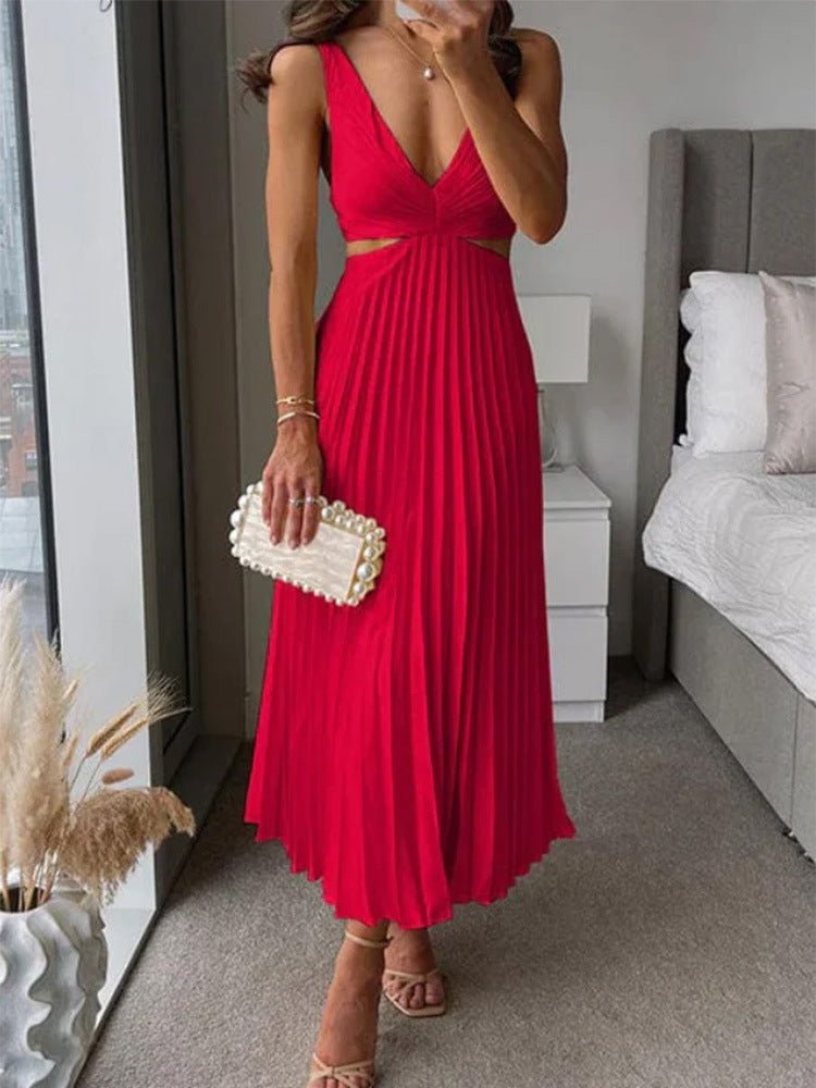 Margaux™ | Pleated Cinema‑Flow Maxi Dress