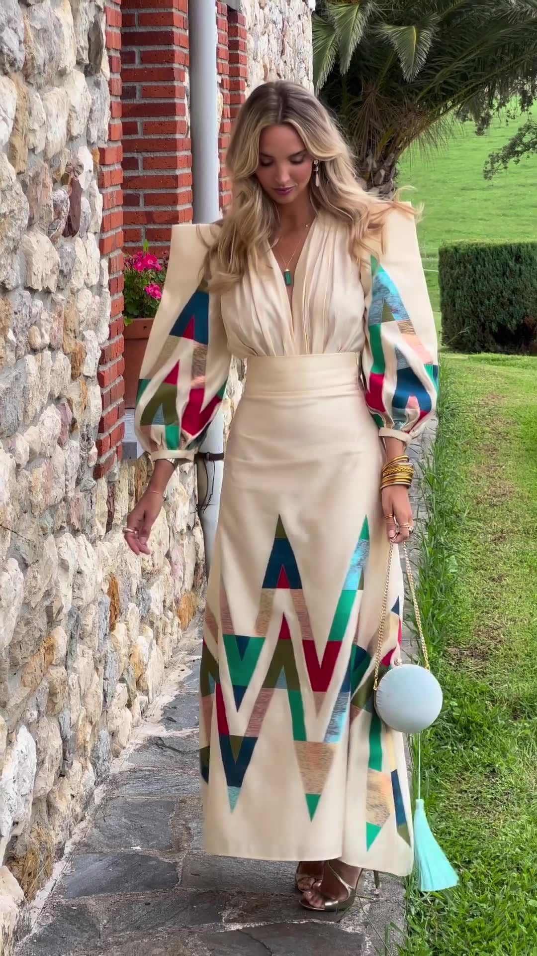 Windsor Edge™ | V-Neck Chevron Midi Set