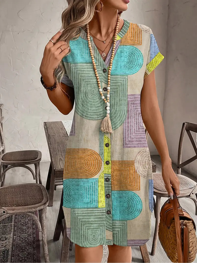 Sunline™ | Geometric Print Midi Dress