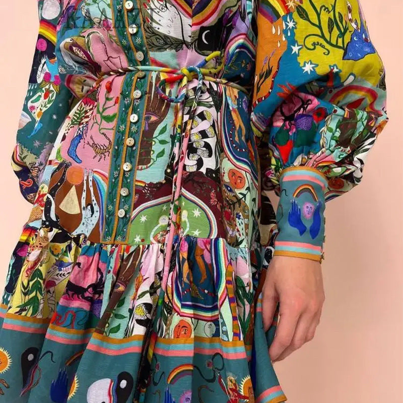 Soho Bloom™ | Printed Balloon Sleeve Mini Dress