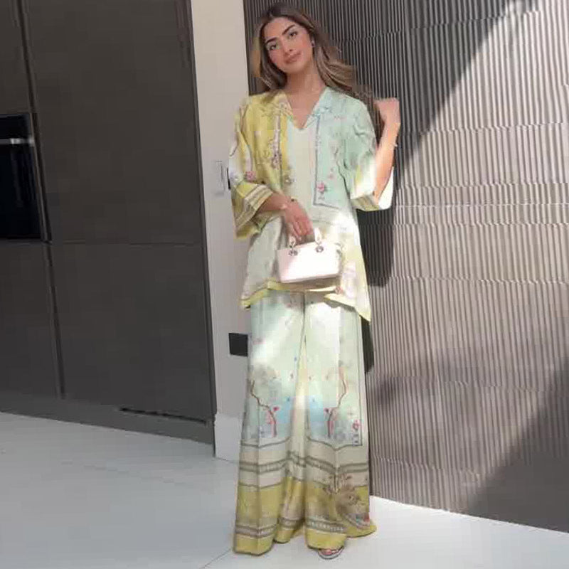 Soho Bloom™ | Satin Floral Two-Piece Set