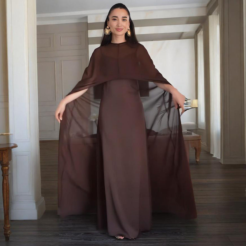 Soho Veil™ | Sheer Cape Slip Maxi Dress