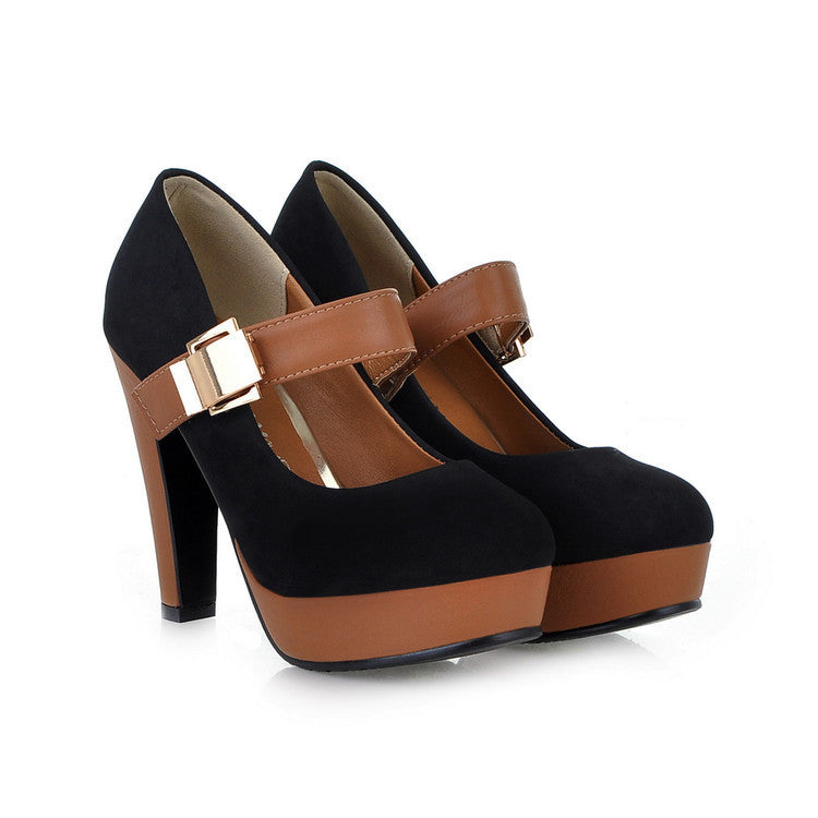 Victoria Step™ | Gold-Buckle Block Heels