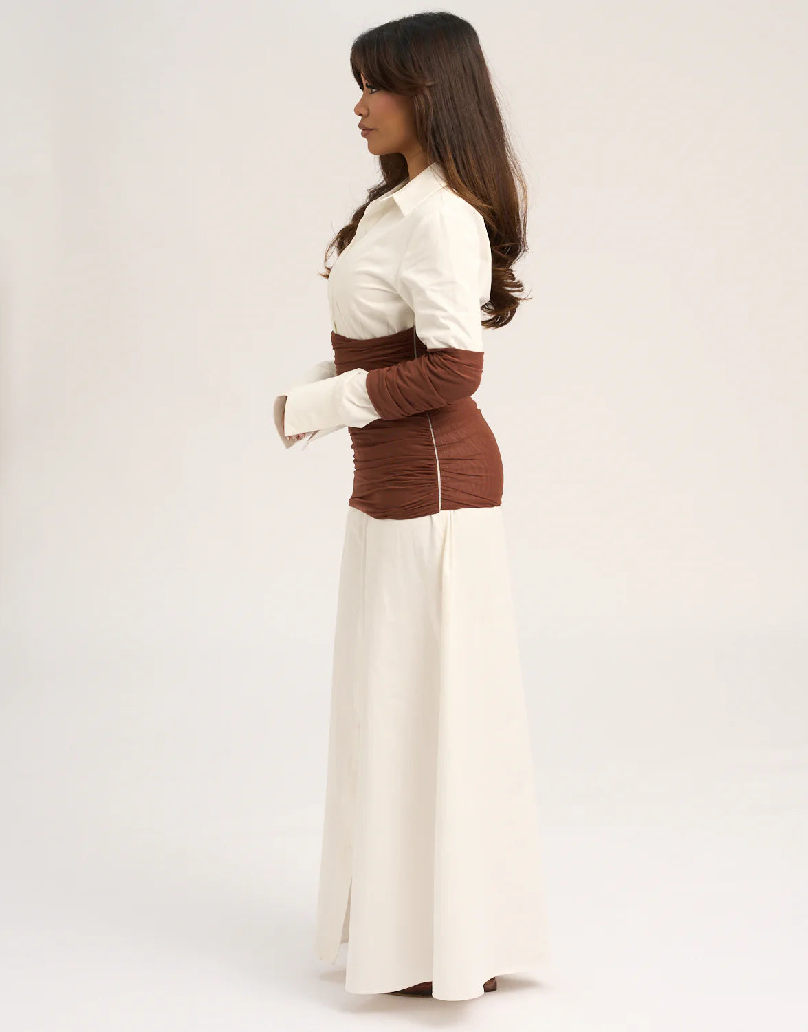 Regent Aura™ | Pleated Patchwork Shirt Maxi Dress