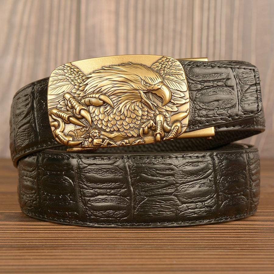 Belgravia Steel™ | Eagle Crest Embossed Leather Belt