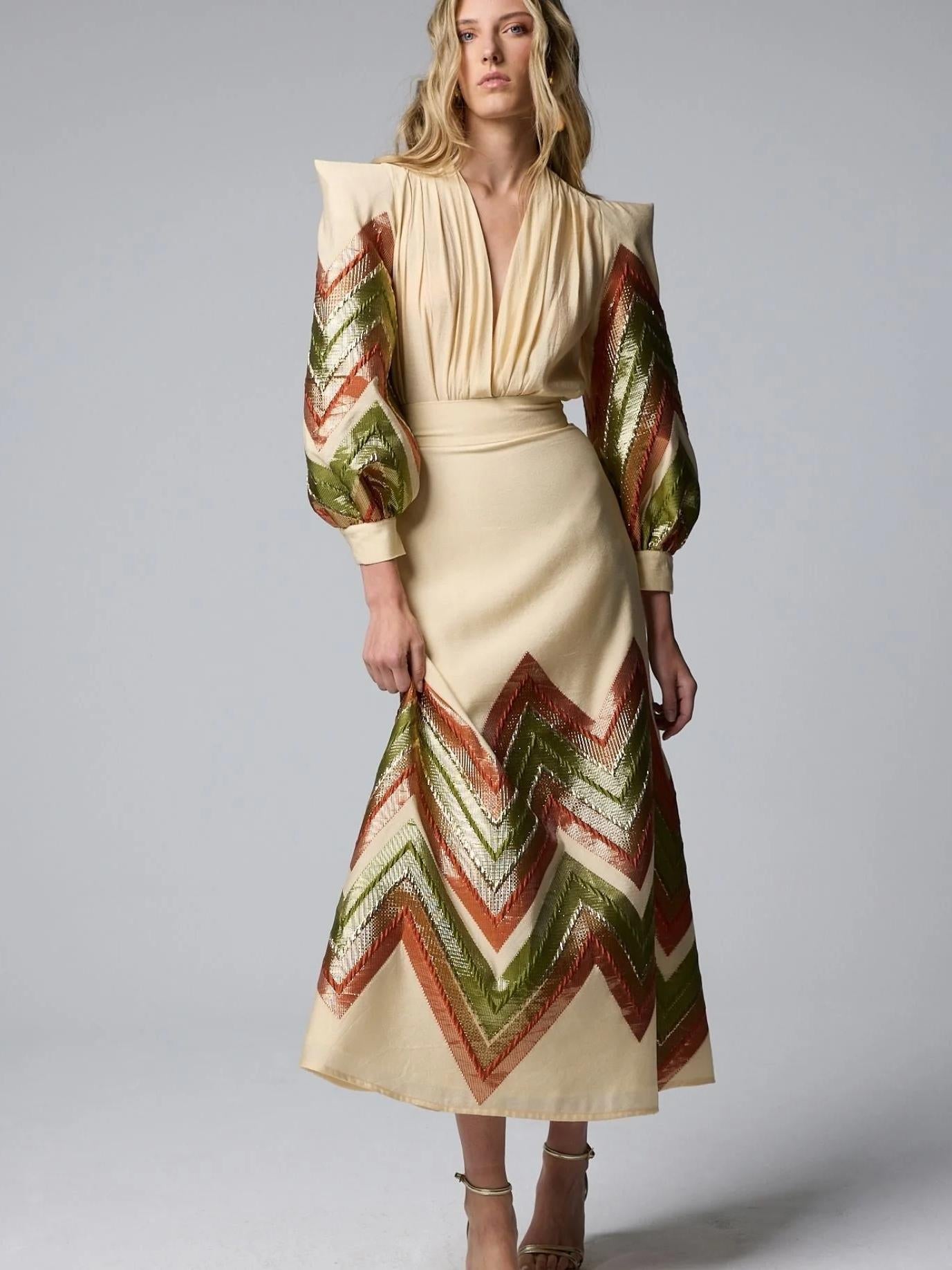 Windsor Edge™ | V-Neck Chevron Midi Set