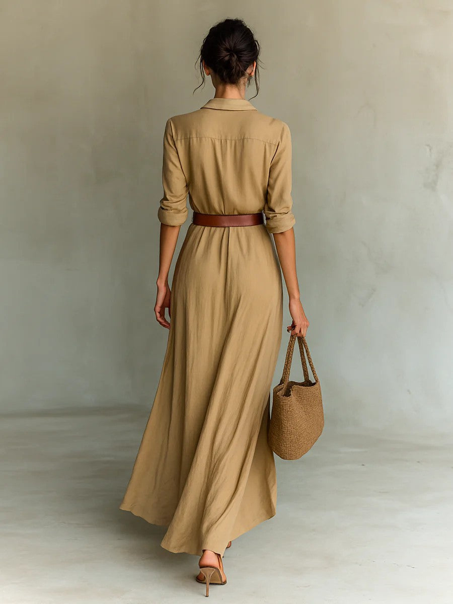 Thames Tailor™ | Lapel-Wrap Maxi Dress