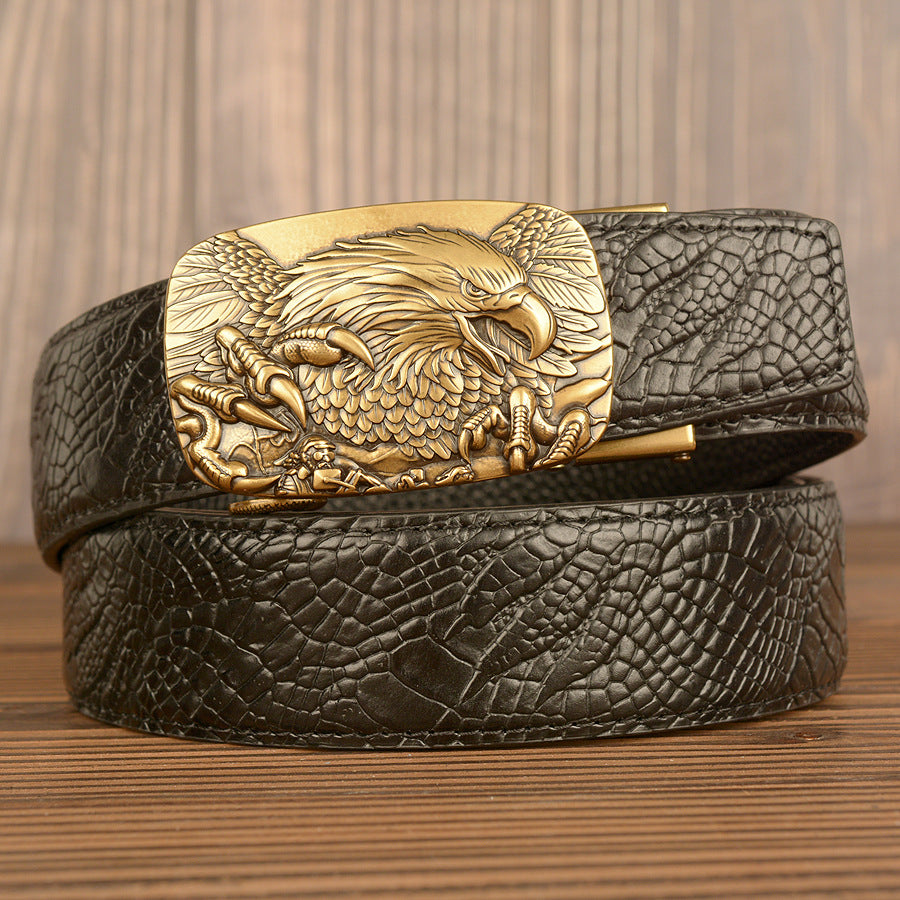 Belgravia Steel™ | Eagle Crest Embossed Leather Belt