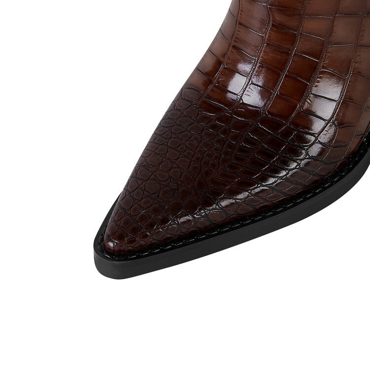 Harrow Crest™ | Croc-Embossed Block Heel Boots