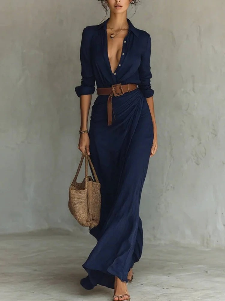 Thames Tailor™ | Lapel-Wrap Maxi Dress