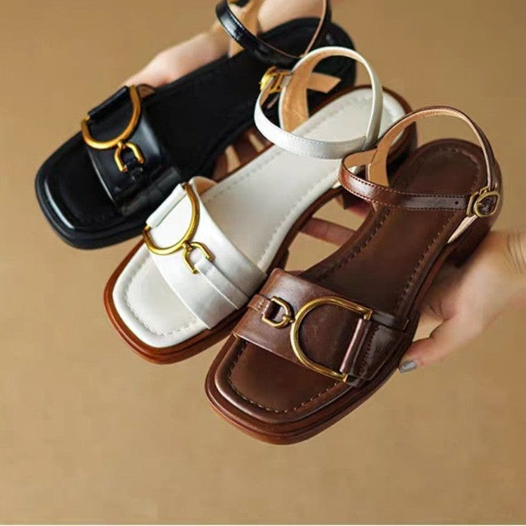 ChelseaStride™ | Square-Toe Buckled Sandals