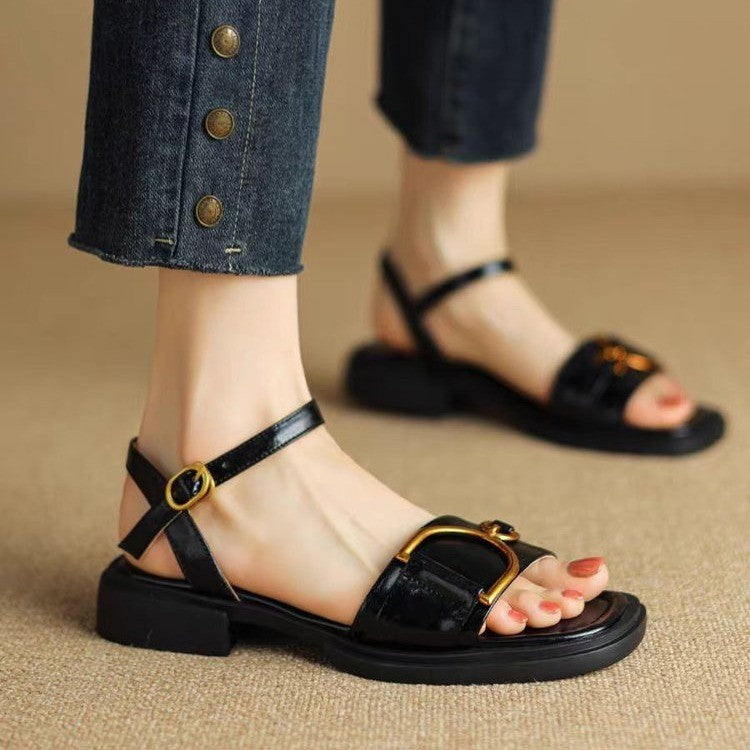 ChelseaStride™ | Square-Toe Buckled Sandals