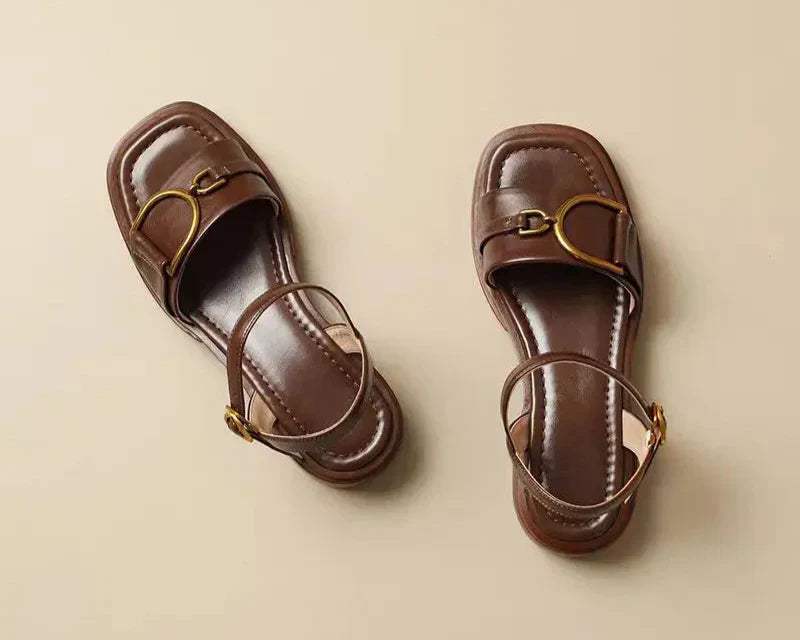 ChelseaStride™ | Square-Toe Buckled Sandals