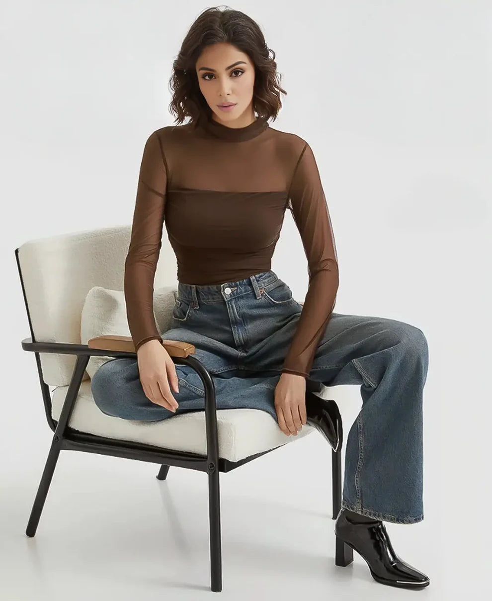 Veloura Mist™ | Sheer Mesh Turtleneck