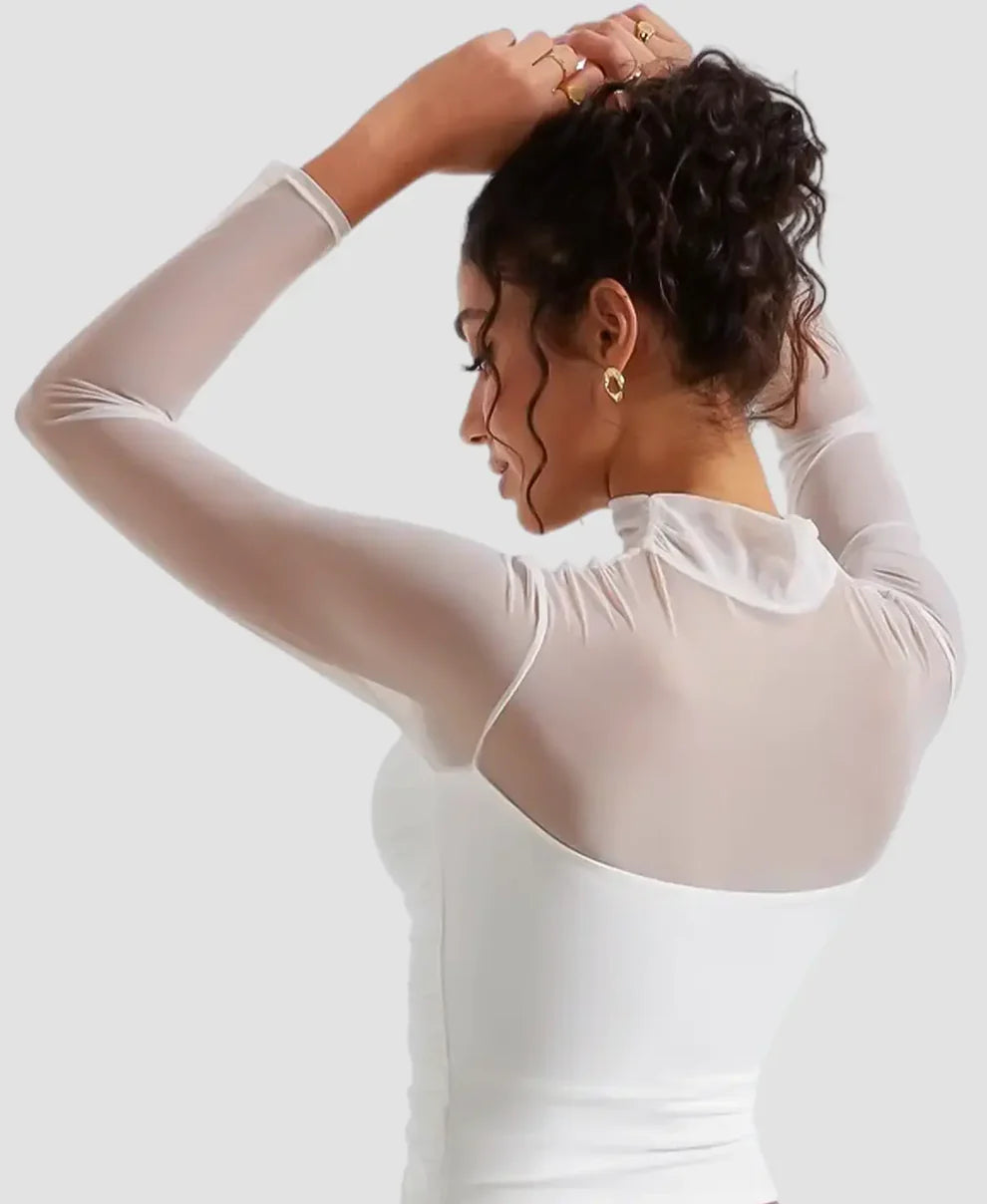 Veloura Mist™ | Sheer Mesh Turtleneck