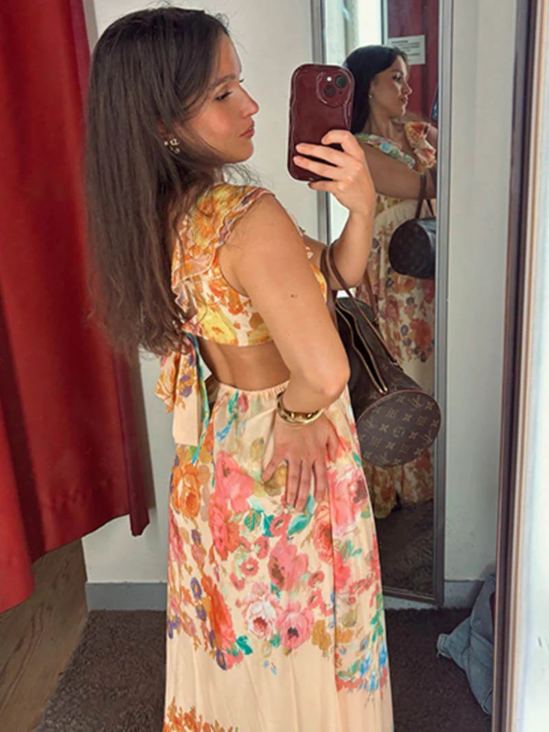 Nora™ | Deep‑V Open‑Back Dress