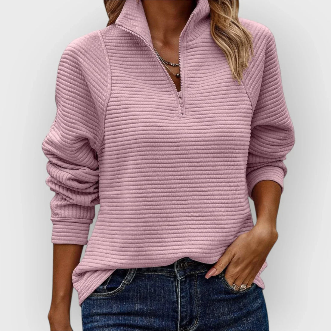 Brielle Dawn™ | Minimalist Half-Zip Knit