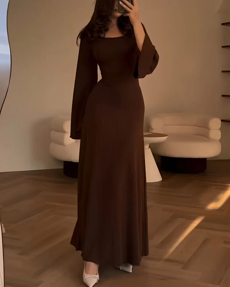 Elegance™ | Long‑Sleeve Knit Maxi Dress
