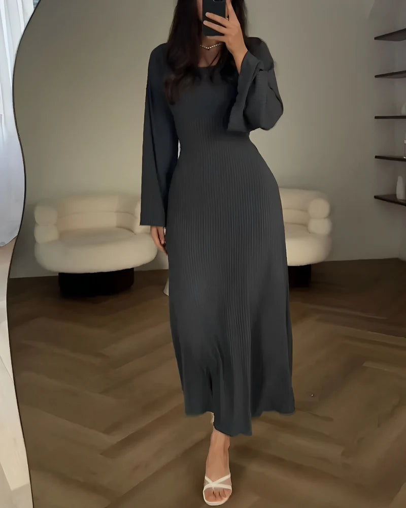 Elegance™ | Long‑Sleeve Knit Maxi Dress