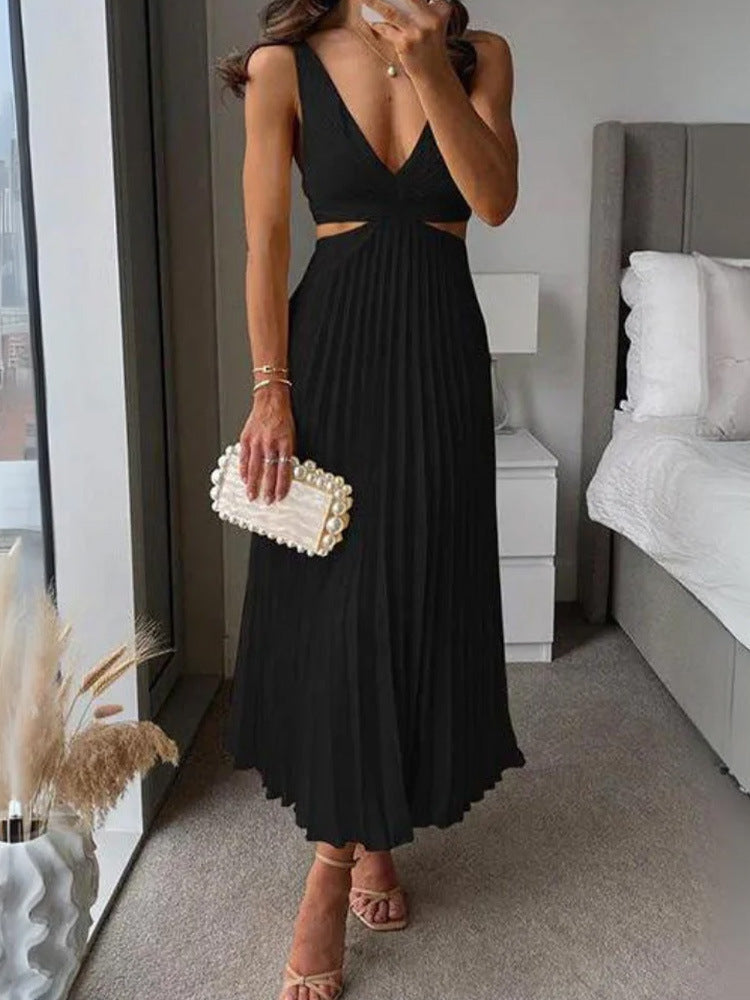 Margaux™ | Pleated Cinema‑Flow Maxi Dress