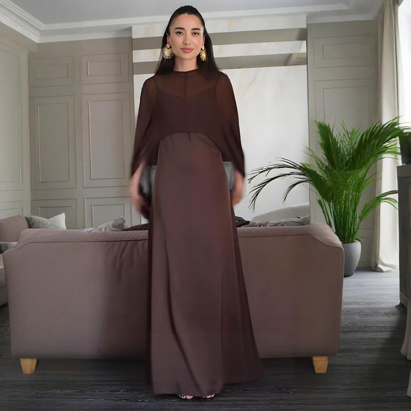 Soho Veil™ | Sheer Cape Slip Maxi Dress