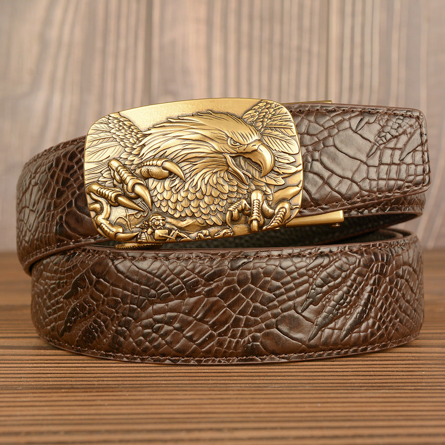 Belgravia Steel™ | Eagle Crest Embossed Leather Belt