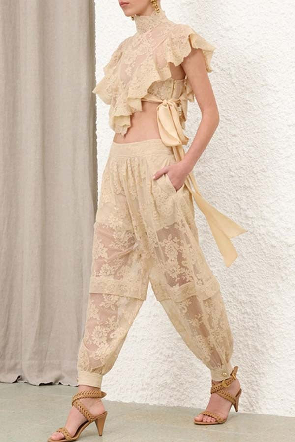 Soho Charm™ | Tie-Strap Lace Crop Set