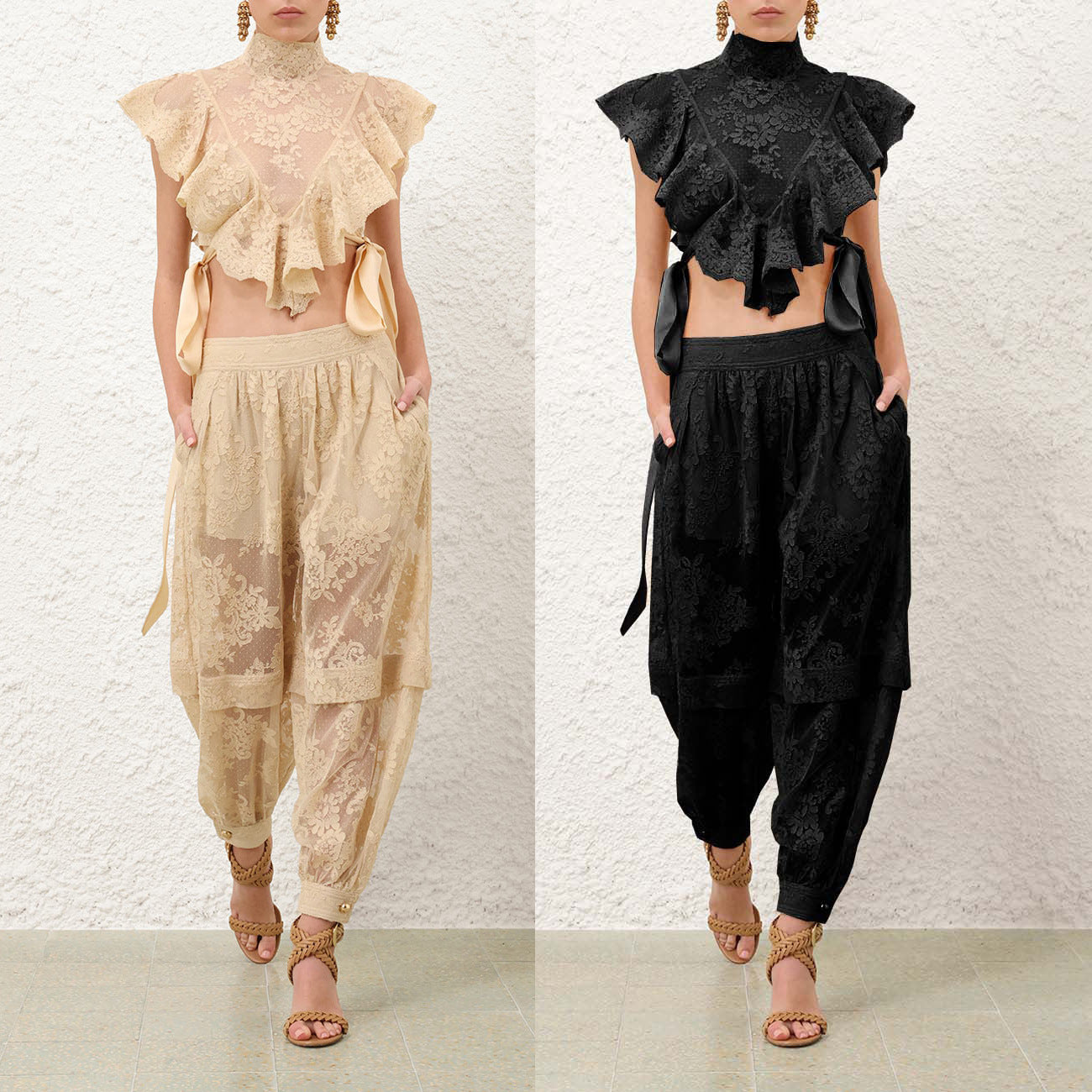 Soho Charm™ | Tie-Strap Lace Crop Set