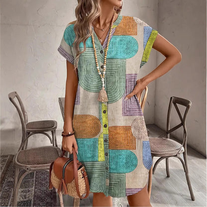 Sunline™ | Geometric Print Midi Dress