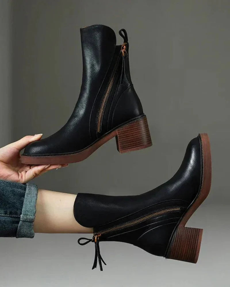 Isolde Noir™ | Sleek Zip Ankle Boots