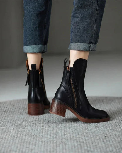 Isolde Noir™ | Sleek Zip Ankle Boots