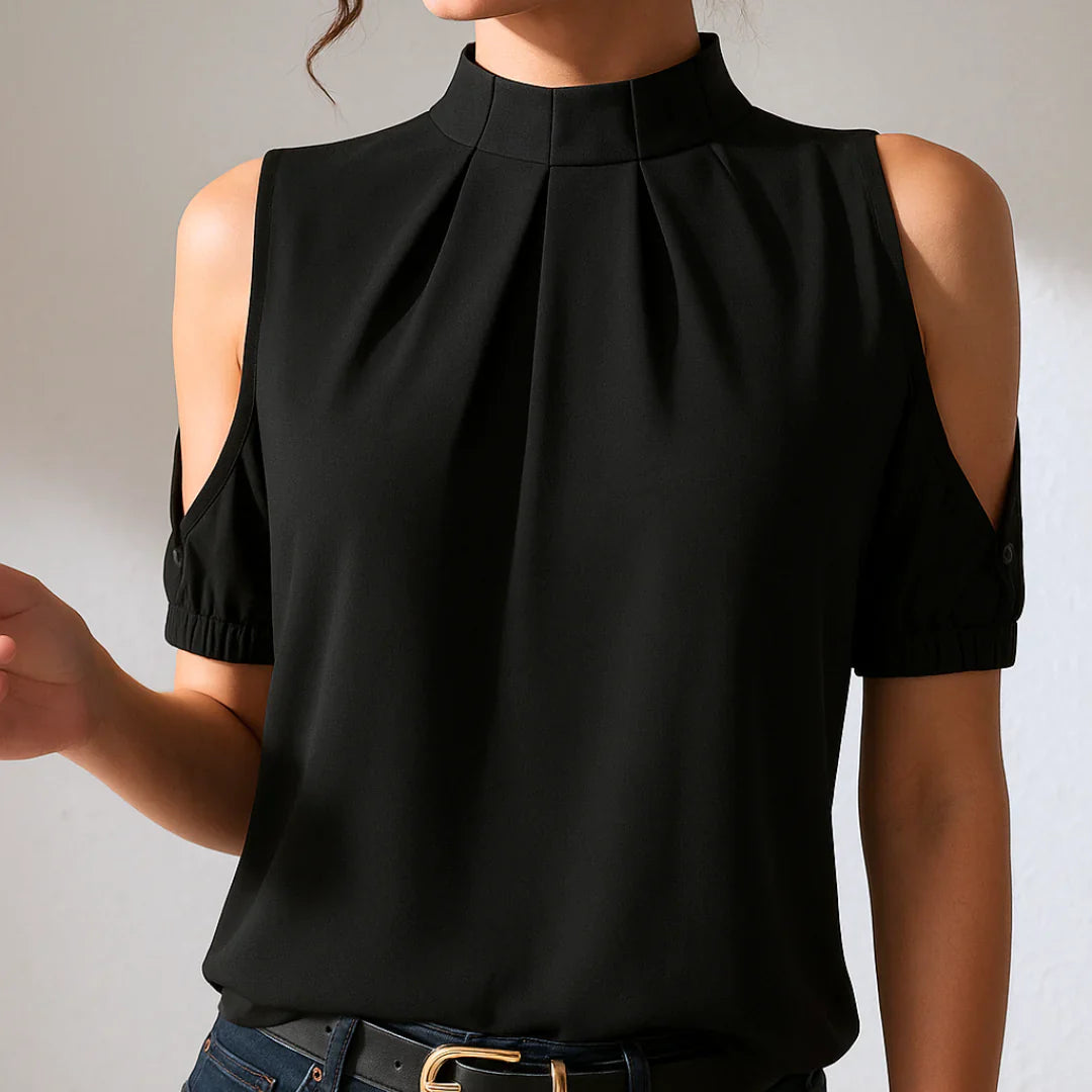 LondonNoir™ | Split-Sleeve Pleated Blouse