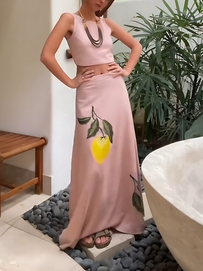 Dorset Solstice™ | Lemon &amp; Linen Midi Skirt