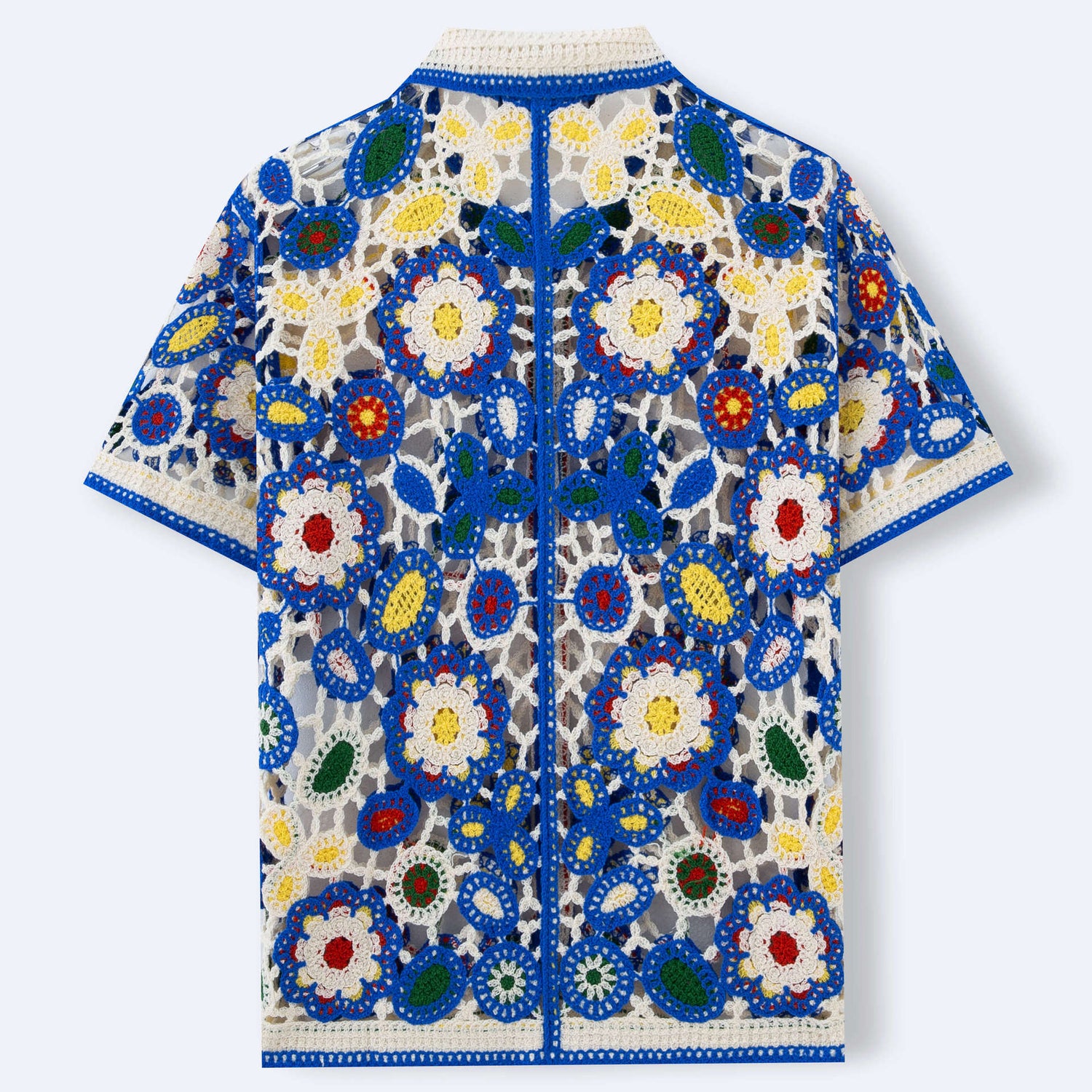 Riviera Crochet™ | Blue Trim Summer Shirt