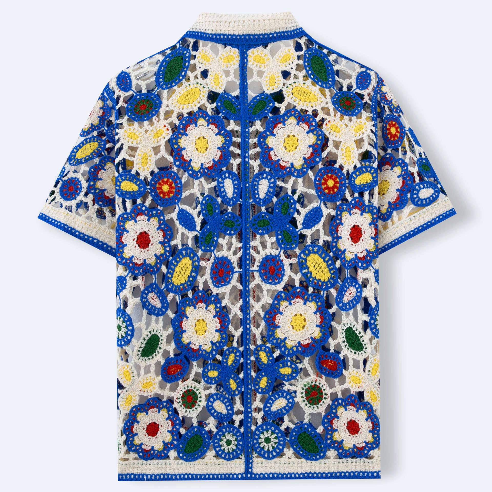 Riviera Crochet™ | Blue Trim Summer Shirt