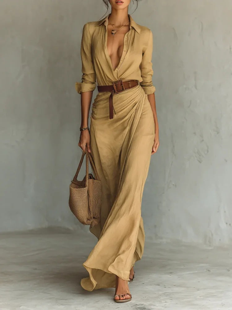 Thames Tailor™ | Lapel-Wrap Maxi Dress
